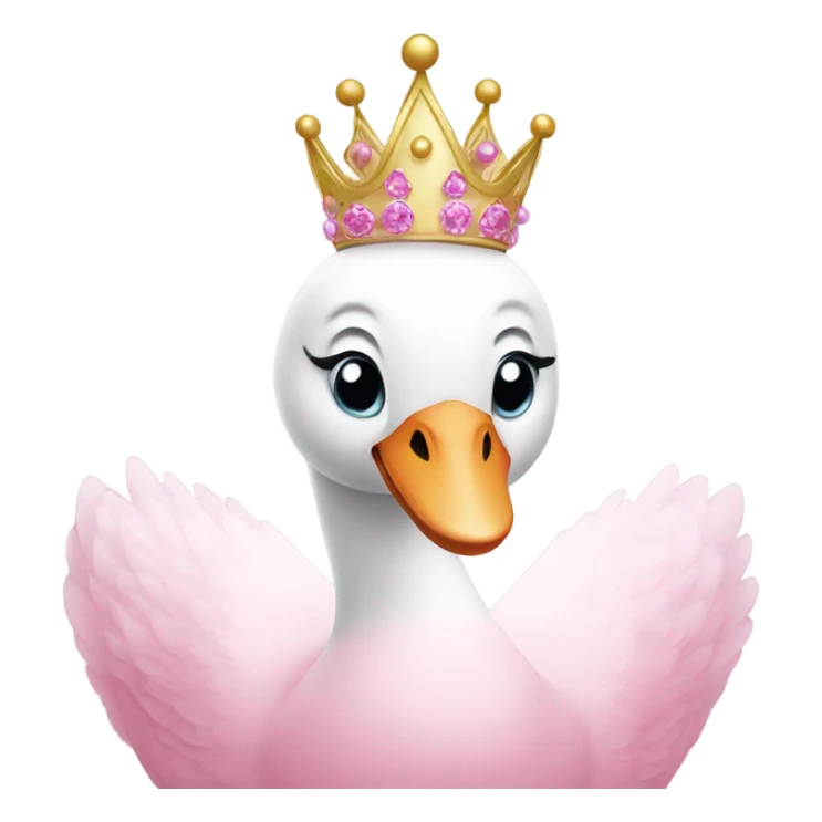 A pink swan wearing a crown and a pink tutu  sticker