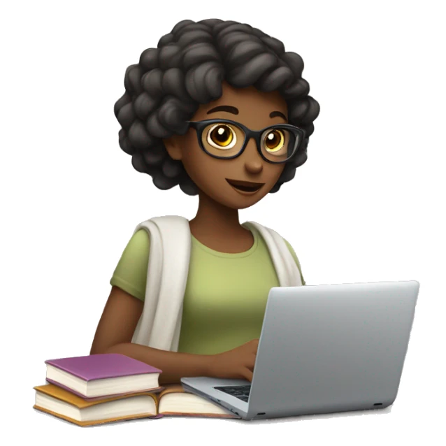 girl with laptop and book but more pretty sticker