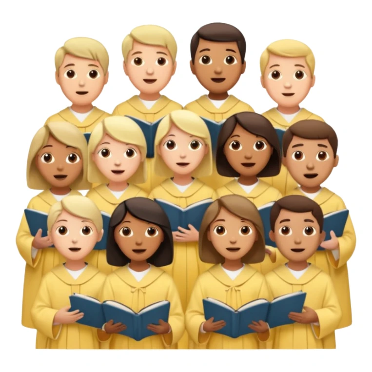 a choir singing together all in pastel yellow colored robes  sticker