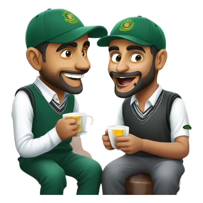 babar azam and virat kohli drinking tea and laughing sticker