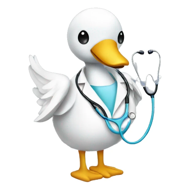 a swan with a surgical mask and costume and stethoscope sticker