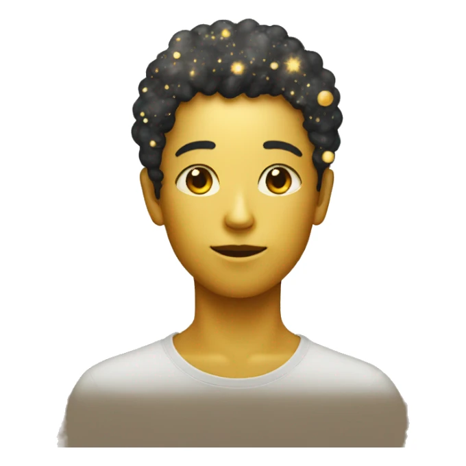 Person wearing t shirt filled with golden galaxies sticker