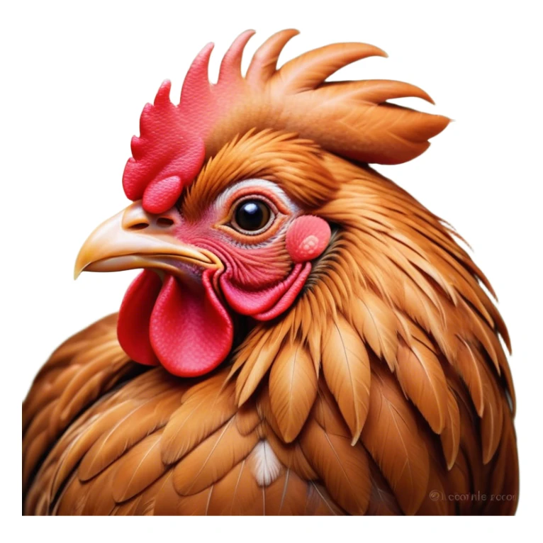 Meme-Worthy Cute Sleeping Brown Rooster Portrait Emoji, Head resting peacefully with a contented smile, showcasing a robust build and a luxuriously soft brown plumage, eyes shut in a serene, restful nap, Simplified yet hilariously adorable features, highly detailed, glowing with a soft, drowsy light, high shine, relaxed and utterly lovable, stylized with an air of playful laziness, bright and heartwarming, soft glowing outline, capturing the essence of a comically sleepy rooster, so meme-worthy it feels like it could instantly become the next viral sensation of adorable slumber! sticker