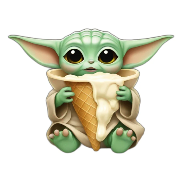 Baby yoda eating ice cream sticker