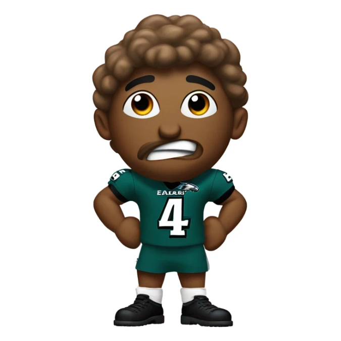 A poop wearing a Philadelphia eagles jersey sticker