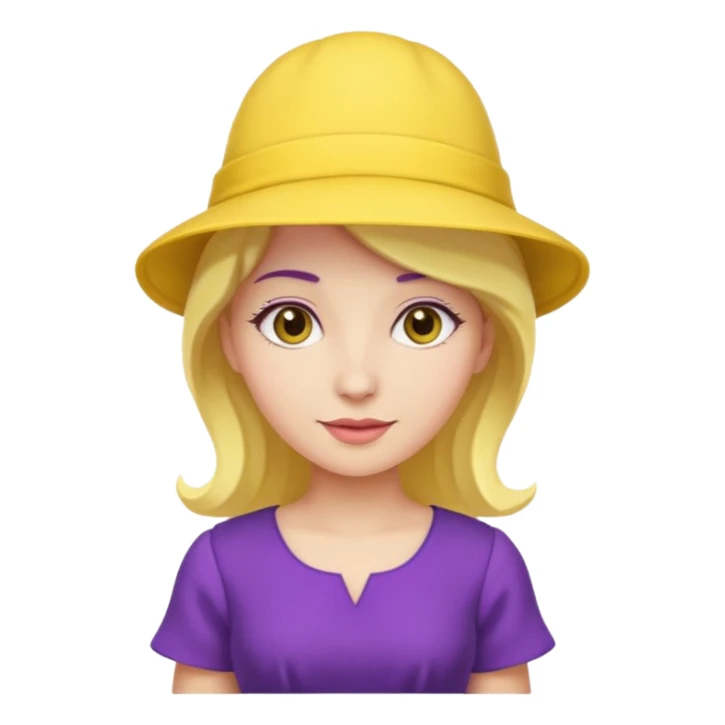 purple dress woman with yellow hat sticker
