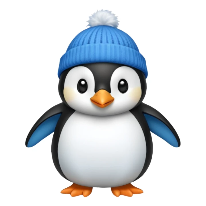 Penguin with blue beanie and blue shoes sticker