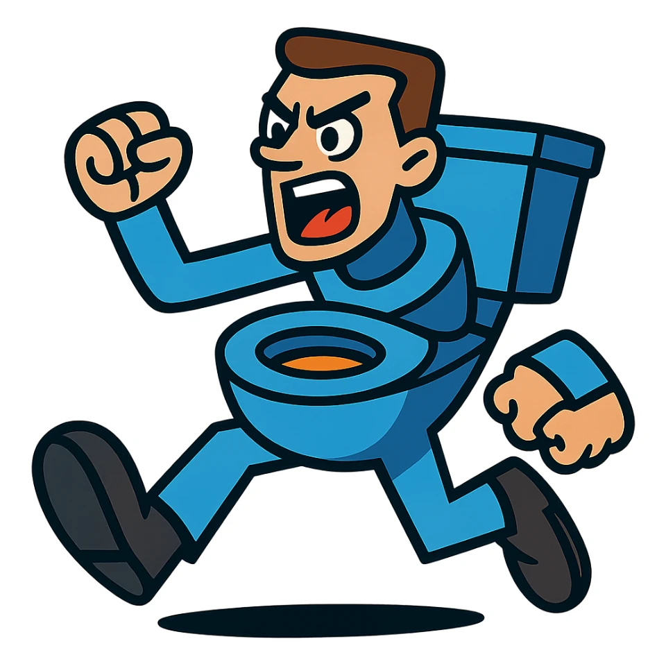 Skibidi Toilet character, dynamic pose sticker