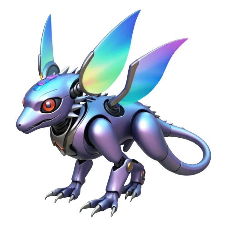  exotic futuristic modern cyber-Fakémon-Digimon-Trico-creature sticker