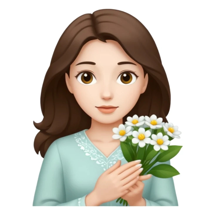 woman holding white flowers in their hands sticker