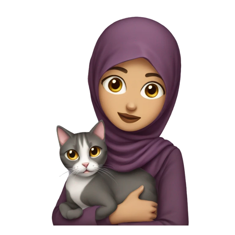 Hijab girl with cat sticker