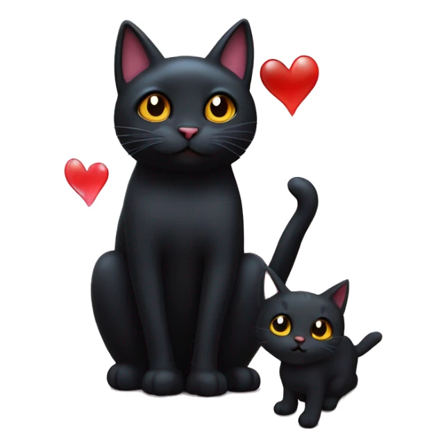 Black cat in love with a stained kitty￼ sticker