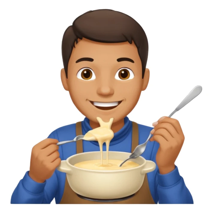 man eating fondue sticker