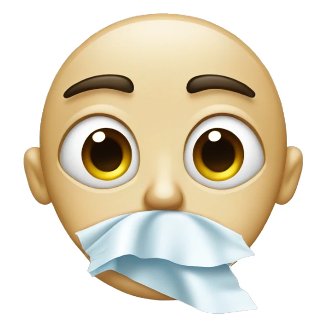 Crying eye emoji with facial tissue wiping tear sticker