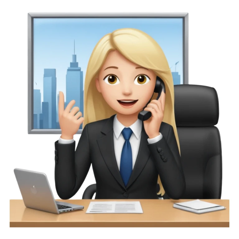office-boss-excited-phone-desk-blonde sticker