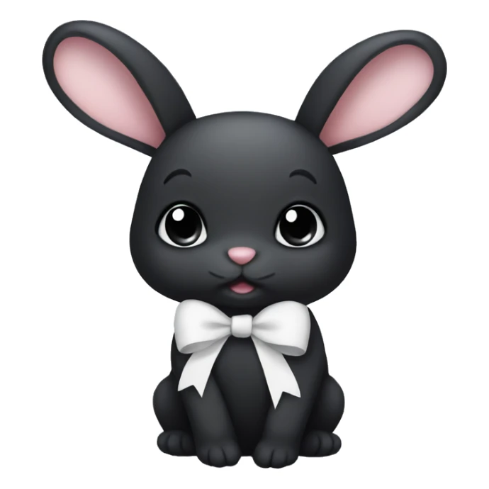 cute little black bunny with a white bow sticker