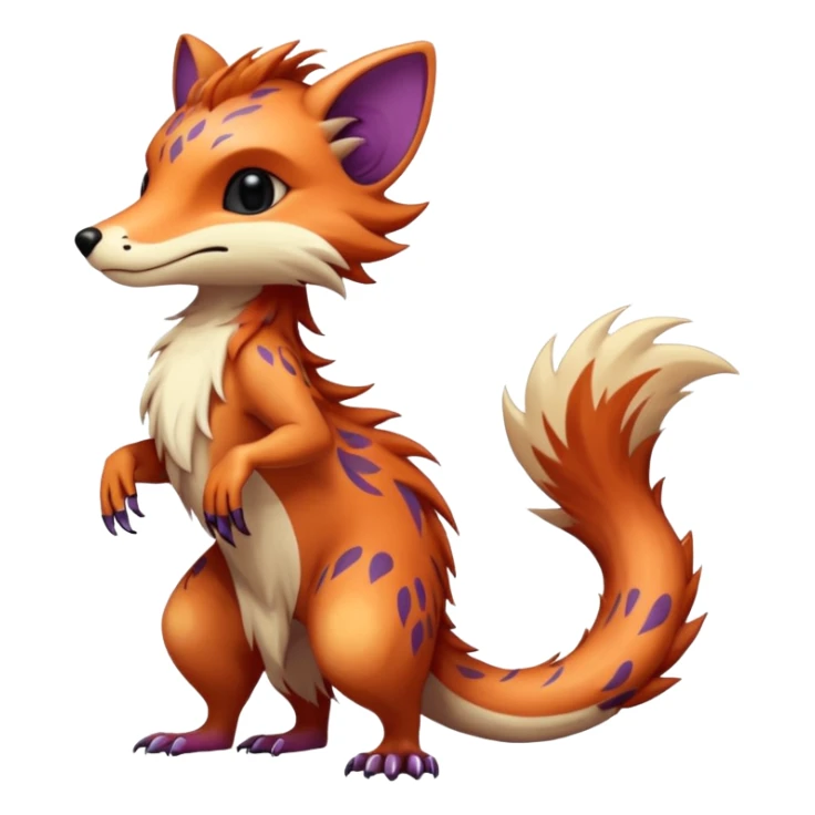 Cool randomly colored colorful furry anthropomorphic fantasy-Vernid-creature by LiLaiRa with a long tufted tail with edgy markings (full body) sticker