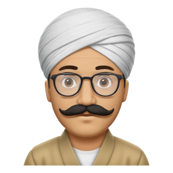 A man with a punjabi turban and having a big mustache face should be hidden he should also have glasses  sticker