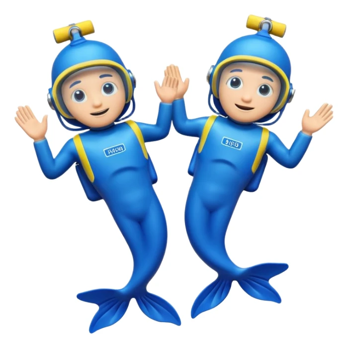 A 3D cartoon pair of diving flippers on a white background, shiny rubber texture, Memoji-style rendering. sticker