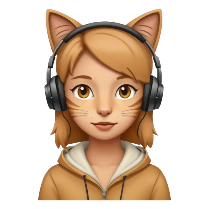 Light brown woman with cat headphones  sticker