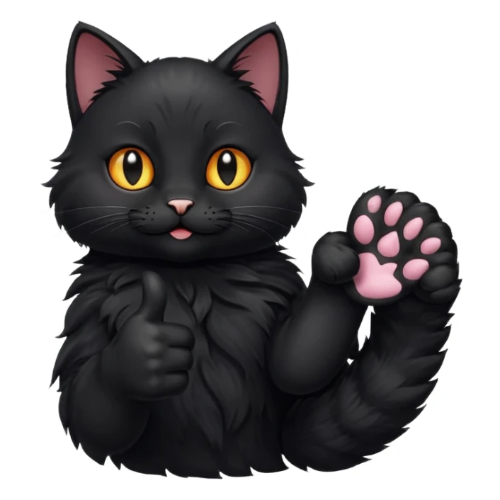 Black Cat paw giving a thumbs up sticker
