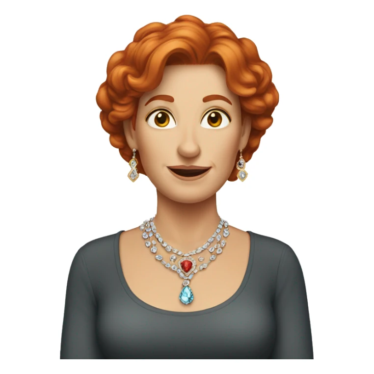 Red headed middle age woman who loves jewelry  sticker