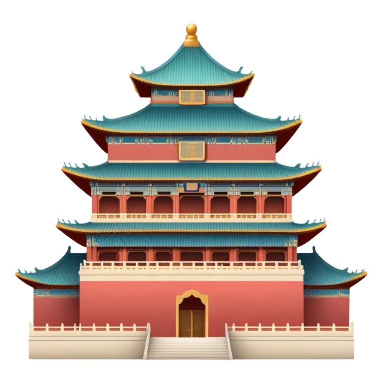 Imperial Chinese palace building, subtle colors, default emoji style sticker