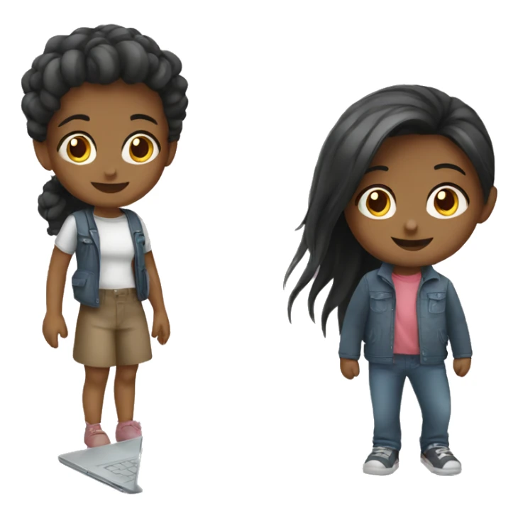 Girl and boy laptop sticker