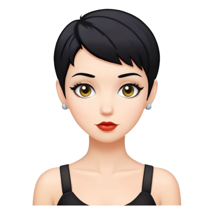 White woman with pixie black hair style sticker