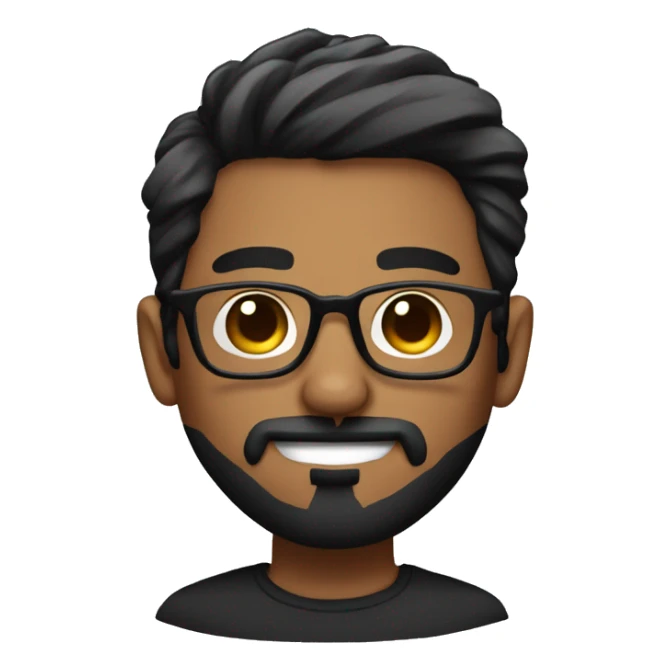 guy streamer with hair black/brown with glasses, mustache and chin beard and side gradient hair sticker