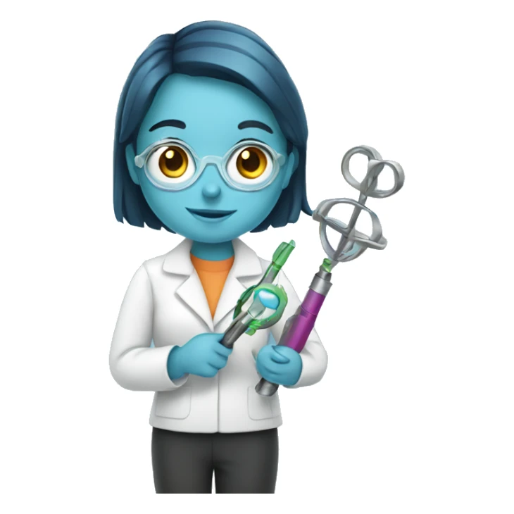Girl with a scientist tool in hand sticker