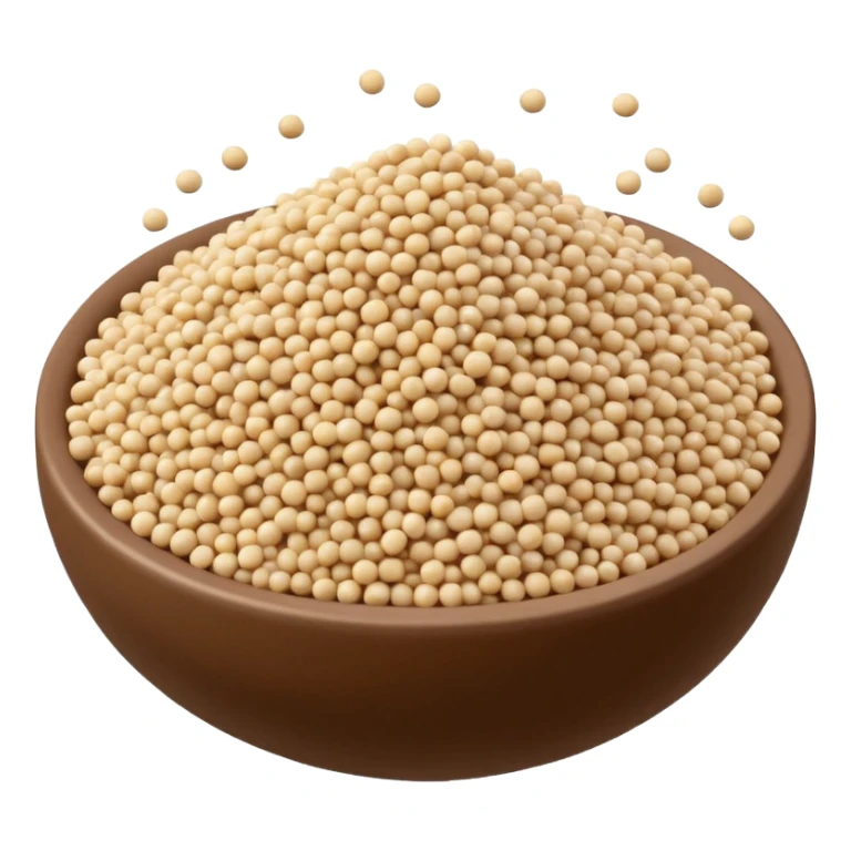 quinoa grains, small scattered pile, tiny round, ivory to beige, dry and smooth, semi-glossy, 3D clean style, optimized for emoji size sticker