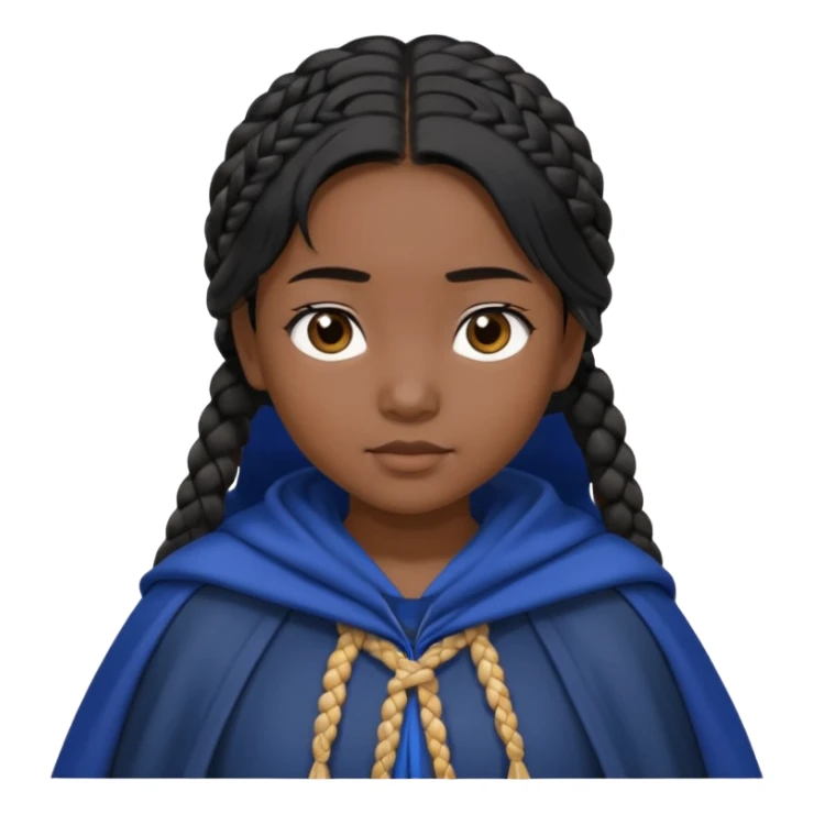 braid black hair, asian girl, dark blue cloak sticker