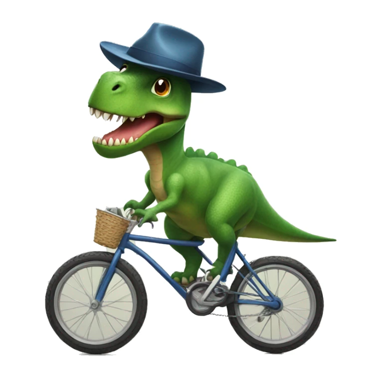 Dinosaur riding a bike with a cool hat on  sticker
