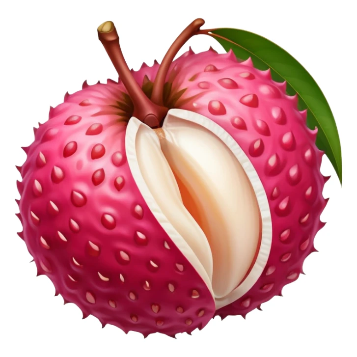 lychee fruit with reddish-pink rough outer skin, some peeled showing white juicy flesh sticker