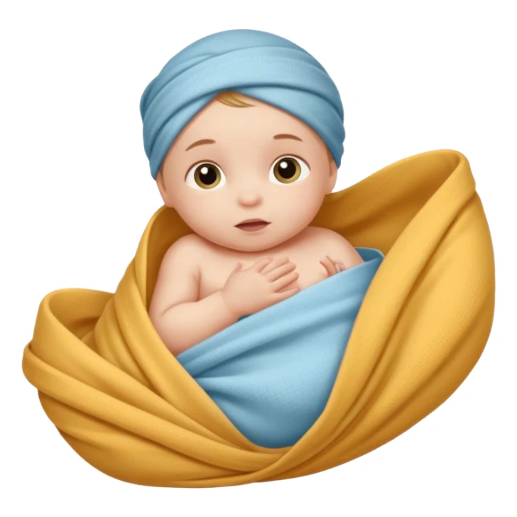 baby im Tuch eingewickelt. neugeborenes. seitlich liegend. sticker