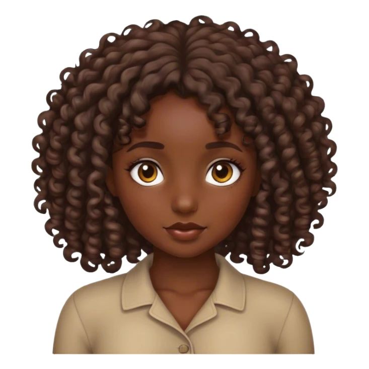 Dark skin girl with curly brown hair sticker