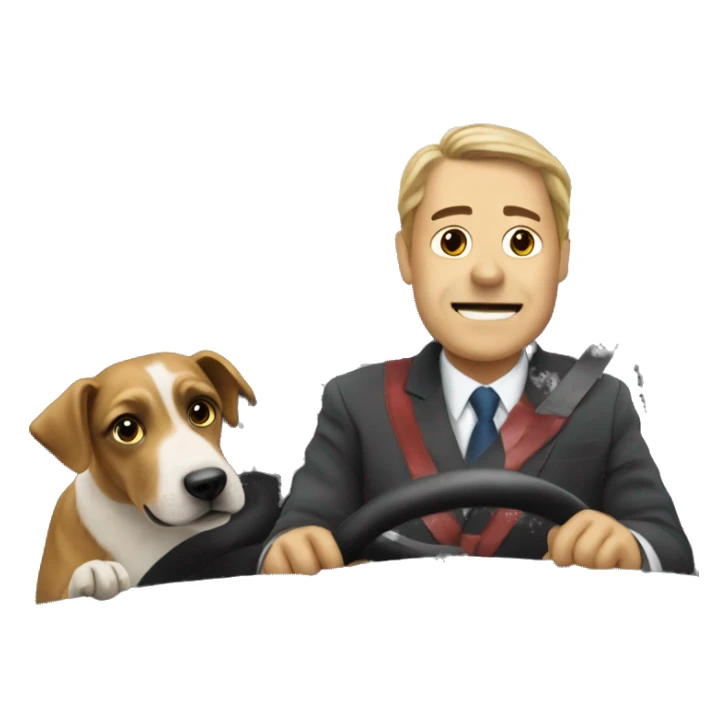 Dog driving a minister sticker