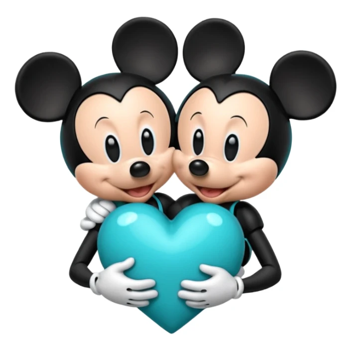 Mickey and Minnie with a teal blue heart  sticker