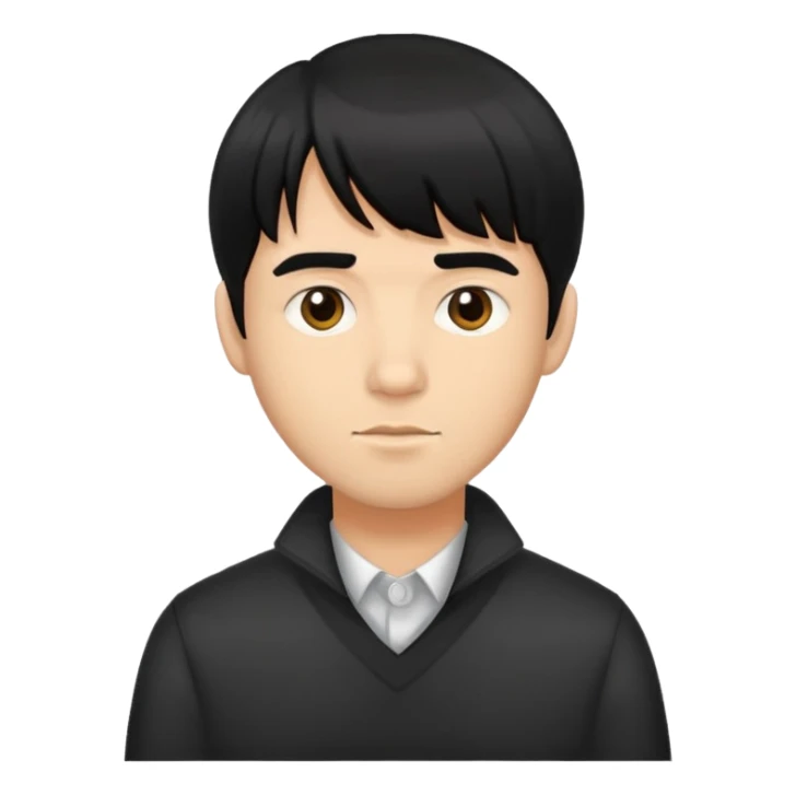 Make a man with medium skin and black hair with bangs sticker