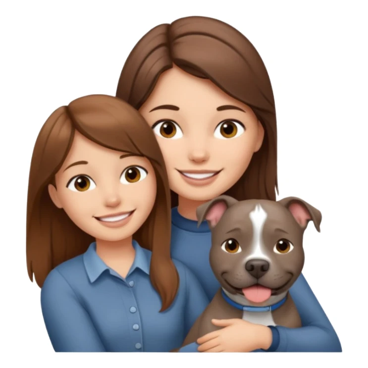 Grey pitbull with Brown haired Girl  sticker