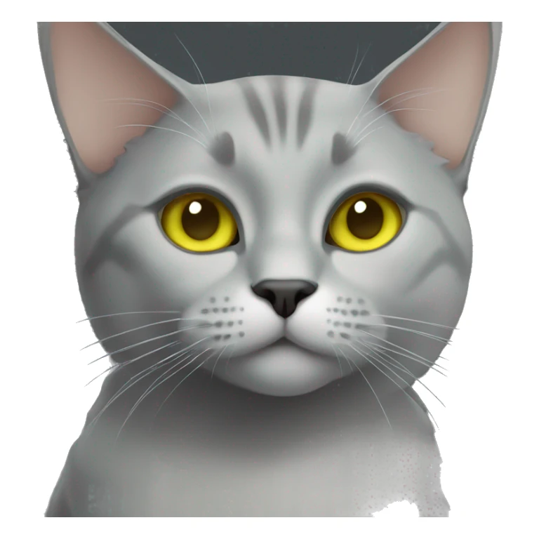 Grey cat, yellow/green eyes sticker