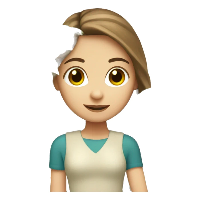 White girl with brown hair carrying a small palm tree sticker