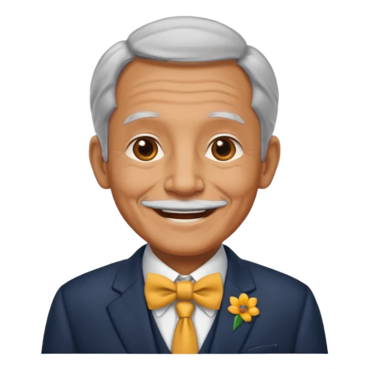Very old man in suit with neckBow. sticker