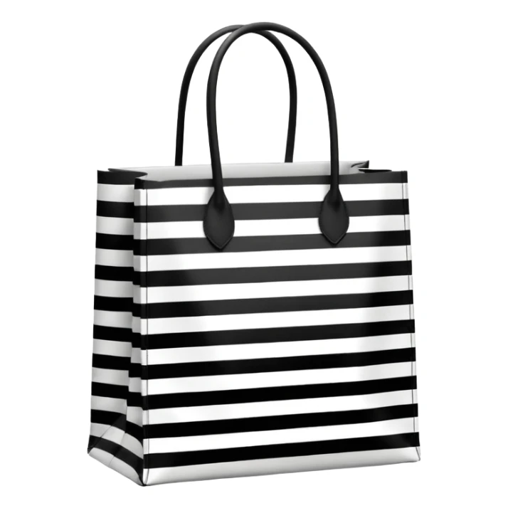 Black and white striped that says the wordSephora shopping bag sticker