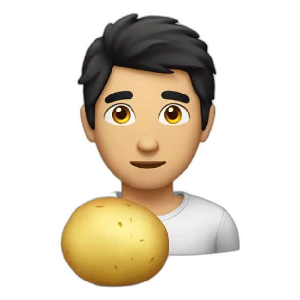 a man combined with a potato and black hair sticker