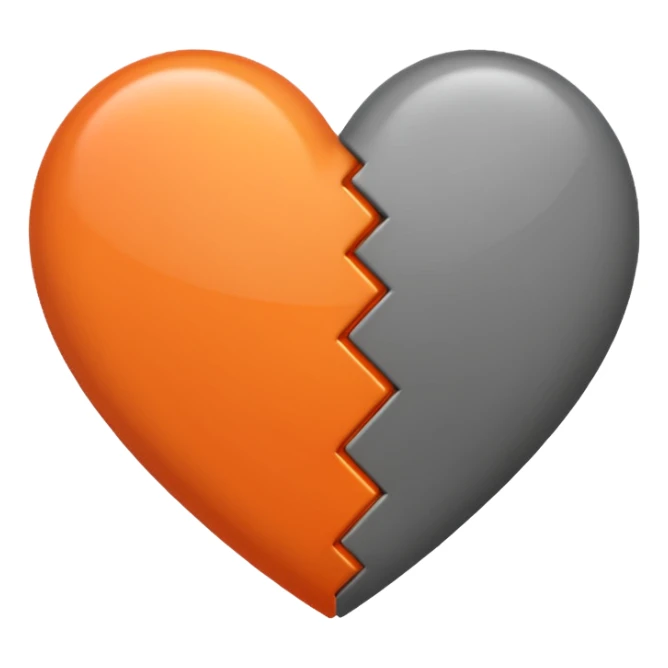 Make a half gray and half orange heart emoji (left is gray and right is orange) sticker