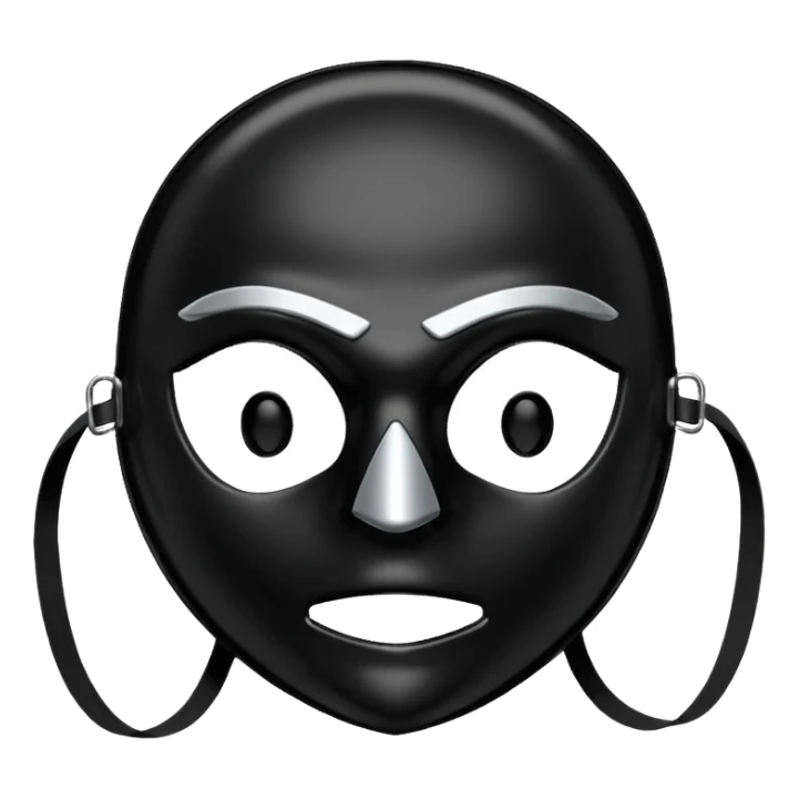 Black latex gimp mask white edge sticker
