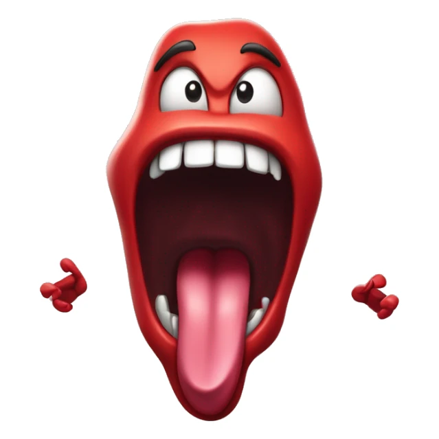 Anthropomorphized Screaming Tongue
A wild, bright-red tongue with arms and expressive eyes, mid-scream. Veins pulse along its sides as it stretches out, radiating raw emotion and energy like a rock star hitting a high note. sticker