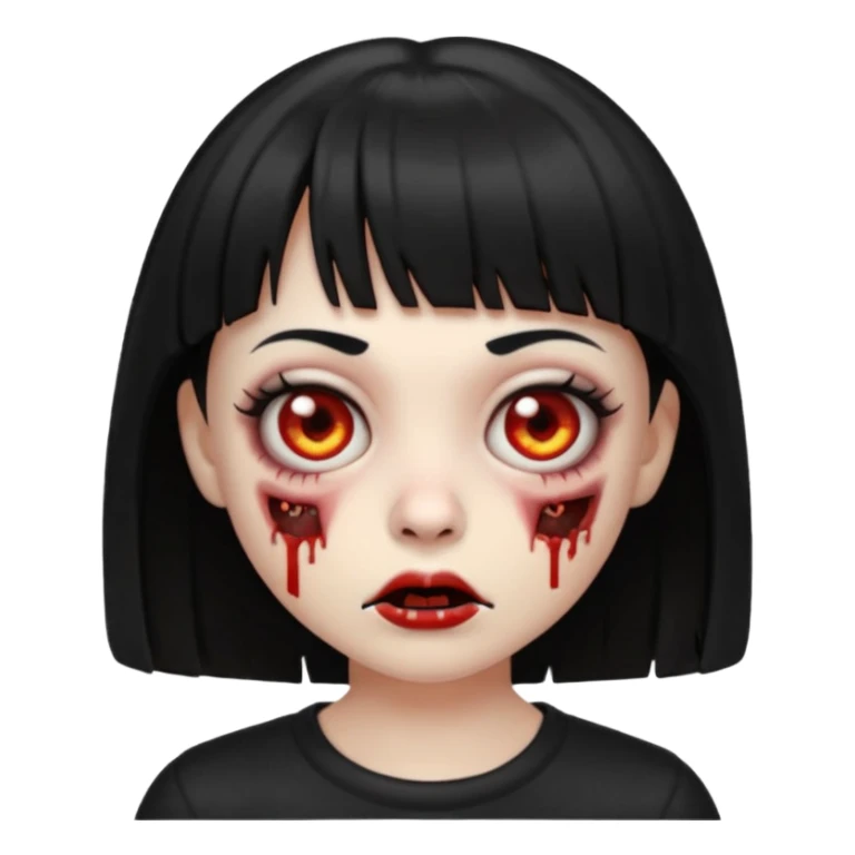zombie emoji girl with short bangs and black hair sticker
